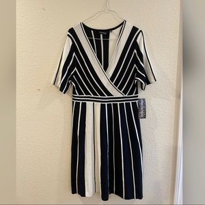 Black and white knitted dress